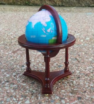 1:12 Miniature Dollhouse Globe On Wood Stand By Mayberry Street.  Isp
