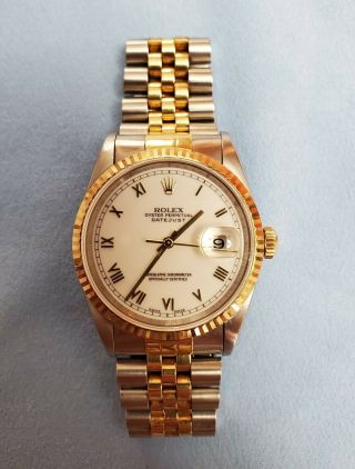 Rolex Mens Watch Two Tone Oyster Perpetual Datejust