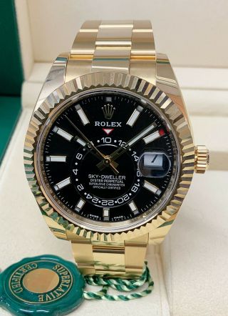 Rolex Sky Dweller 326938 42mm Black Dial Yellow Gold 2020 With Papers Unworn