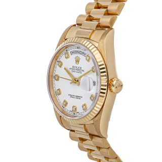 Rolex Day - Date Auto Yellow Gold Diamonds Mens President Bracelet Watch 18238 3