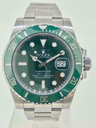 Rolex Submariner Hulk Green Ss Automatic Mens Watch 116610lv With Card