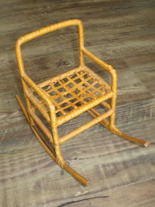 Doll Size Wicker Rocking Chair - 12 " Size Doll Or Stuffed Animal