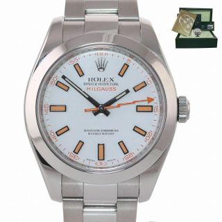 Papers Rolex Milgauss 116400 White Orange 40mm Steel Anti - Magnetic Watch Box