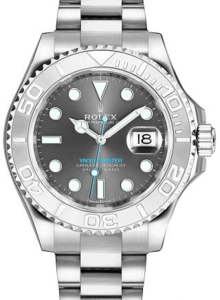 Rolex Yacht - Master 40 Steel & Platinum Rhodium Dial Watch & Box 116622