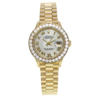 Rolex Datejust 26mm Custom Diamond Bezel Yellow Gold Ladies Watch 69178