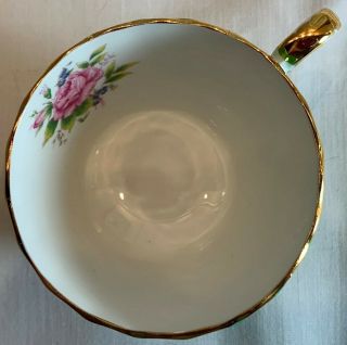 Antique Aynsley bone china cup and saucer - white/green/gold - 3