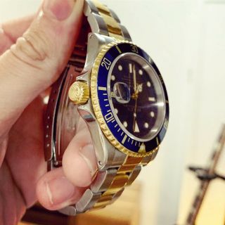 Rolex 16613 Submariner 18k/ss Blue Dial All Orig Serviced,  Box,  Open Papers
