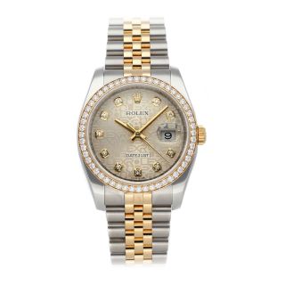 Rolex Datejust Auto Steel Gold Diamonds Mens Jubilee Bracelet Watch 116243