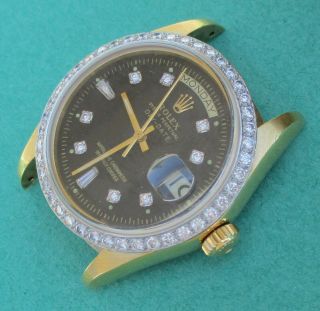 Rolex 18048 Date - Date 18k Gold Quick - Set With Diamonds Dial And Bezel Watch Head
