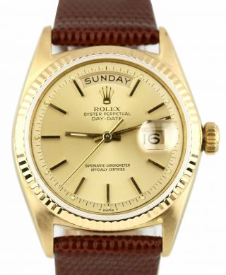 1976 Rolex Day - Date President Champagne Pie Pan 36mm 18k Yellow Gold Watch 1803