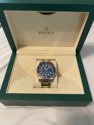 Rolex Submariner Date 18k Gold & Steel Blue Watch 2019 Box/papers