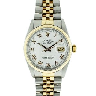 Rolex 16013 Two Tone Datejust White Dial Jubilee Bracelet Watch