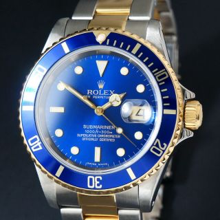 1997 Rolex 16613 Submariner 18K/SS Blue Dial All Orig Serviced,  Box,  Open Papers 2