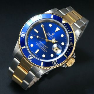 1997 Rolex 16613 Submariner 18K/SS Blue Dial All Orig Serviced,  Box,  Open Papers 3