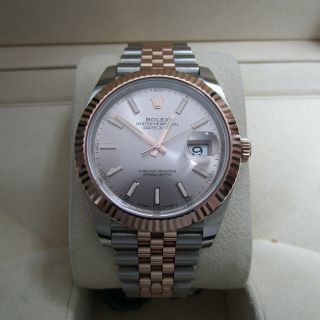 Rolex Datejust 41mm 126331 Jubilee 18k Everose Gold /ss Silver Dial Complet
