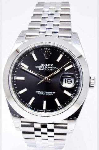 Rolex Datejust 41 Steel Black Dial Jubilee Bracelet Watch Box/papers 126300