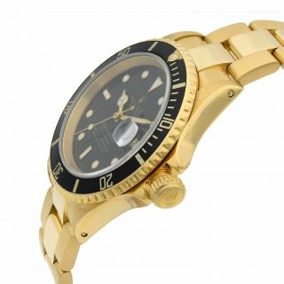 Rolex Submariner 18k Yellow Gold Black Dial Automatic Mens Watch 16618 3