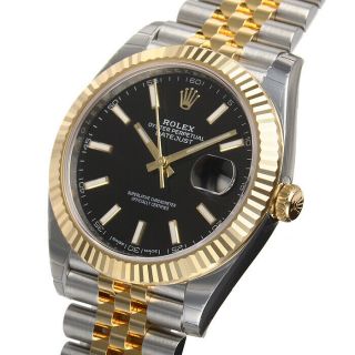 Rolex Datejust 41mm 126333 Steel Yellow Gold Jubilee Black Index Dial Watch