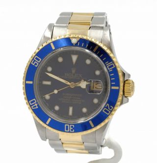 Rolex Blue Dial Submariner Stainless Steel & 18k Yellow Gold 40 Mm Watch 8490