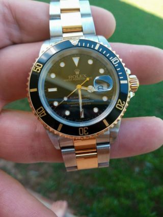 1997 Rolex Submariner Date 16613 Black Dial 18k Yellow Gold & Steel