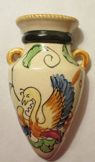 Vintage Hand Painted Urn Shaped Bird Wall Pocket Made In Japan