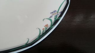 Royal Doulton Octagonal Juno Salad Plates x 2 Floral on White,  Blue&Green Band 2