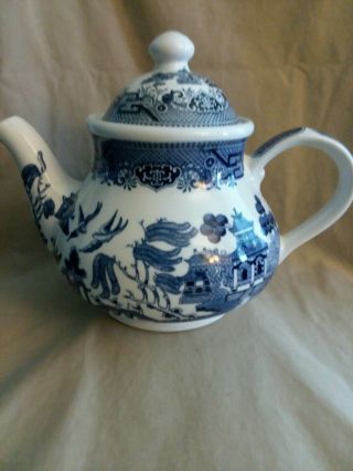 Churchill Blue Willow 7 " Tea Pot.  Made In England