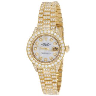 Rolex 18k Gold President 26mm Datejust 69178 Vs Diamond White Mop Watch 7.  43 Ct.