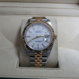 Rolex 126333 Datejust 41 Mm Steel Yellow Gold Jubilee White Stick Dial Fluted