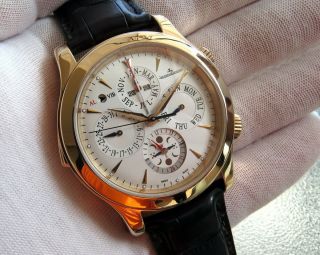 Jaeger Lecoultre Grand Reveil 18k Gold Watch Wristwatch Perpetual Alarm Jlc