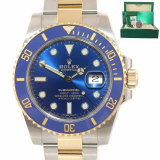 2019 Papers Rolex Submariner Blue Ceramic 116613lb Two Tone Gold Watch Box