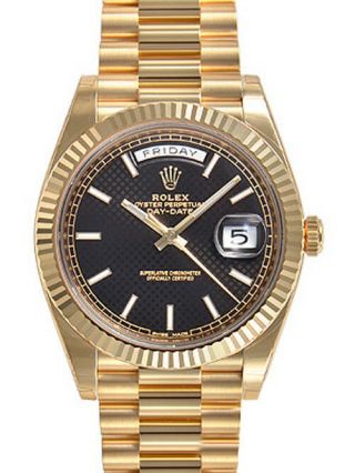 Rolex Day Date 228238 President 40mm Yellow Gold Black Motif Dial Watch