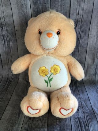 Care Bears Stuffed Animal " Friend Bear " Plush Flowers Peach Orange Toy Doll 12 "