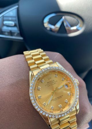 Mens Datejust 18k Yellow Gold Rolex With Diamond Dial - 16233