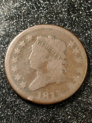 1813 Classic Head Large Cent 1c Better Date Full Liberty Vg,