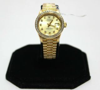 1979 Ladies Rolex Date Presidential 6917 18k Gold & Diamond Wristwatch - 25mm