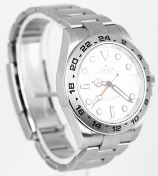 2018 Rolex Explorer II 42mm 216570 Polar White Orange Stainless GMT Date Watch 3
