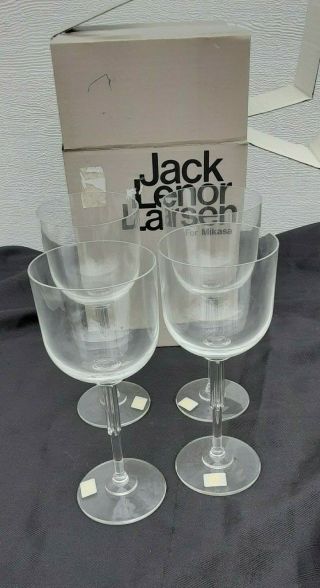 Vintage Set Of 4 Jack Lenor Larsen For Mikasa 24 Leaded Crystal Goblets Wine