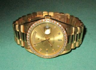 Rolex 18238 Day - Date President 18k Gold Double Quick - Set With Diamonds Watch