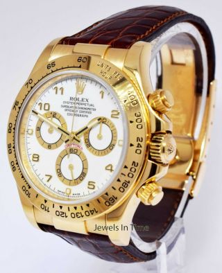 Rolex Daytona Chronograph 18k Yellow Gold White Dial Watch & Box M 116518 2