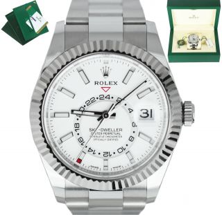 Dec 2019 Rolex Sky - Dweller Stainless 18k White Gold Silver 326934 42mm Watch