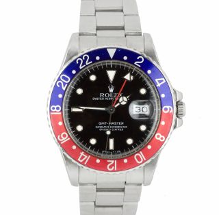 Vintage 1985 Rolex Gmt - Master Pepsi Blue Red Stainless Gloss 16750 40mm Date