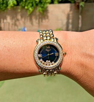 Chopard Happy Sport Ladies Watch,  7 Diamonds,  18k Gold,  Factory Diamond Bezel