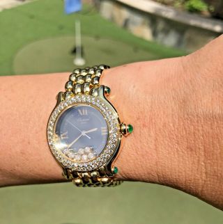 Chopard Happy Sport Ladies Watch,  7 Diamonds,  18k Gold,  Factory Diamond Bezel 2