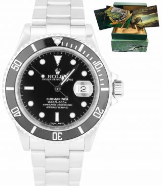 2003 Rolex Submariner Date Stainless Steel Black 40mm Dive Watch Sel 16610 T