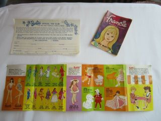 Vintage Barbie Francie Fashion Booklet & Barbie Fan Club Subscription Card