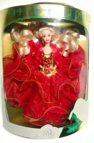 Vintage Mattel Happy Holidays Barbie Red Dress 1993 Special Ed - 10824