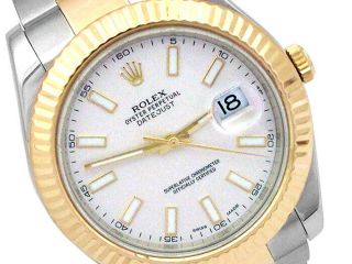 41mm Rolex Datejust Ii 18k Yellow Gold/steel Watch 116333 Ivory Dial