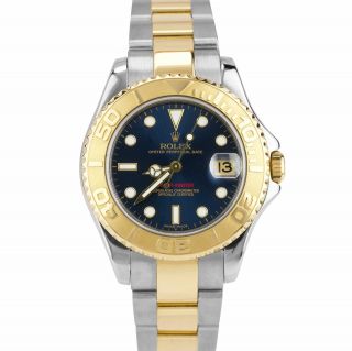 2006 Rolex Yacht - Master Midsize Blue Two - Tone 18k Yellow Gold 35mm Watch 168623