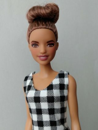 Ooak Barbie Doll Custom Fashionista Repaint,  Brunette,  Tan,  Hair In Bun